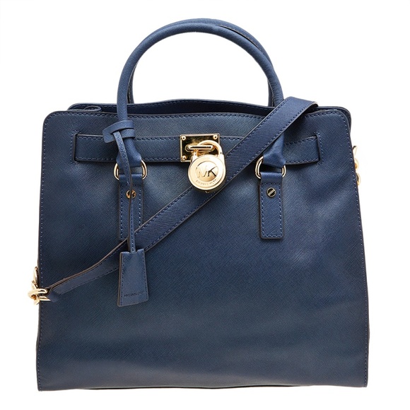 MICHAEL MICHAEL KORS Blue Saffiano Leather Large Hamilton Tote - Picture 1 of 9